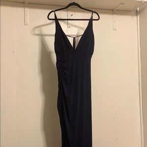 ASOS occasionwear navy side ruched dress